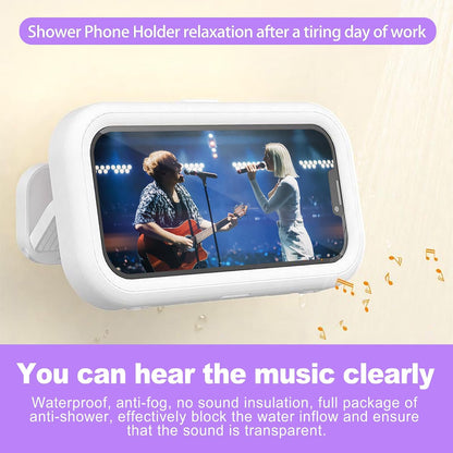 Waterproof Shower Phone Holder Mount 480° Rotation - Universal Phone Holder for Shower, HD Touch, Strong Adhesive Suction, Suitable for Bathroom, Kitchen, Mirror Wall